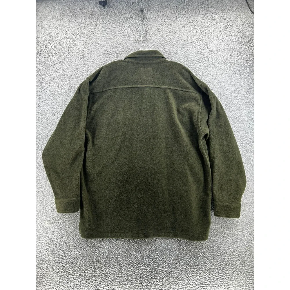 Juneau Mens Solid Green Fleece Shirt Jacket XXL Heavyweight Shacket Button Front